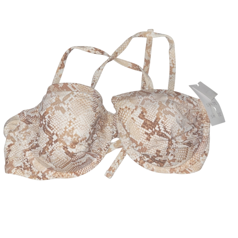 NWT Shade & Shore Snakeskin Print Bikini Top 34D